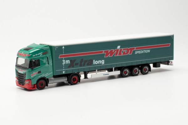 Herpa 314947 - Iveco S-Way LNG Gardinenplanen-Sattelzug 15 m „Wildt“ - 1:87