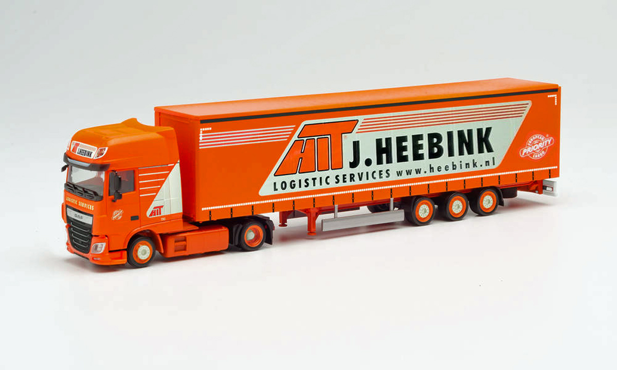 Herpa 313292 - DAF XF SSC Lowliner-Gardinenplanen-Sattelzug "Heebink ...