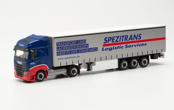 Herpa 315258 - Iveco S-Way LNG Gardinenplanen-Sattelzug „Spezitrans“ - 1:87