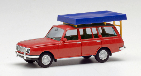 Herpa 420549 - Wartburg 353 `66 Tourist mit Dachzelt im Fahrzustand, rot - 1:87