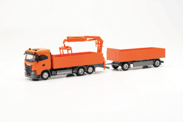 Herpa 316217 - Iveco S-Way ND Baustoff-Hängerzug, orange - 1:87